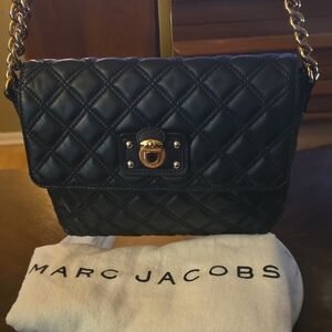 Marc Jacobs Made In Italy Quilted Black Leather Shoulder Bag, Includes Dusty!